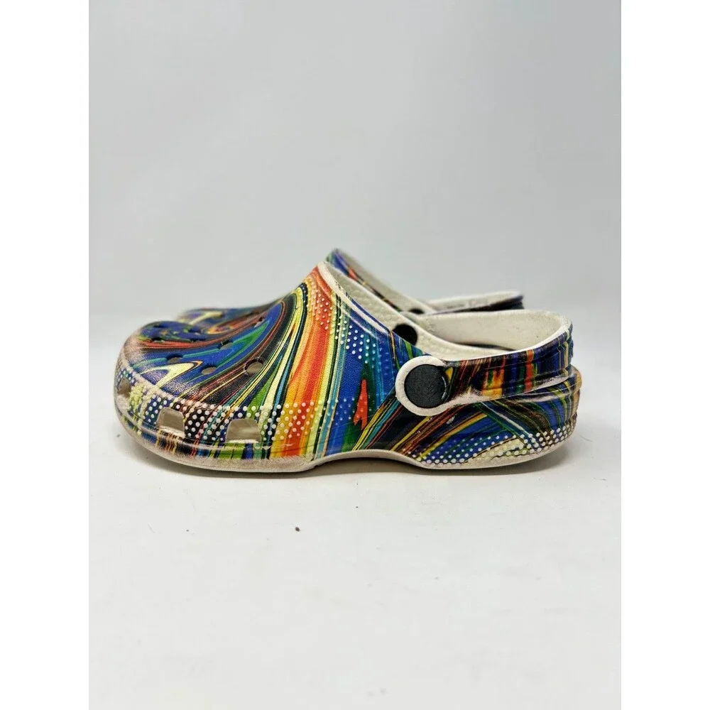 CROCS Classic Clogs Kids Multicolor Psychedelic Swirl Pattern Size C12